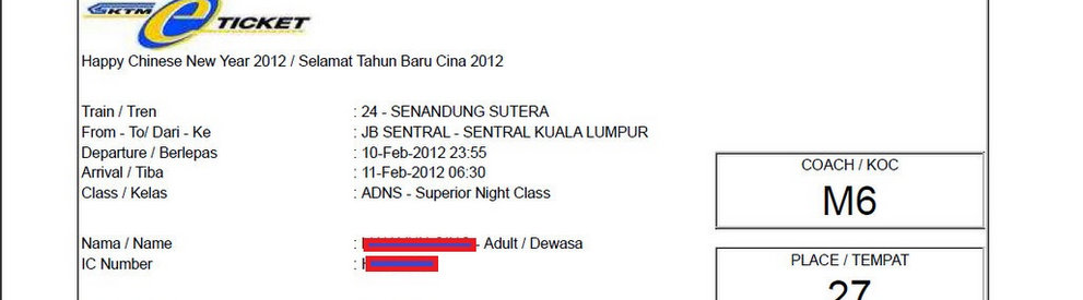 malaysia train ticket