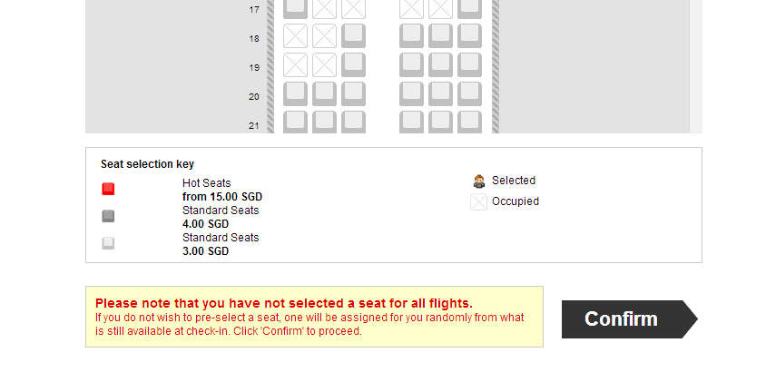AirAsia seat selection