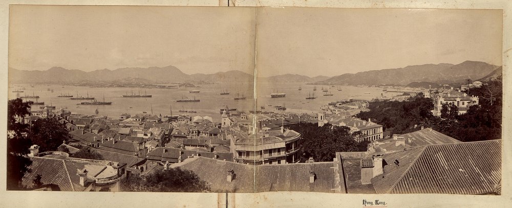 Hong Kong. Panorama of the harbour, Old timey Hong Kong