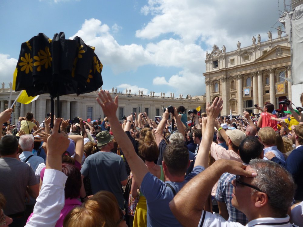 Waving for the pope