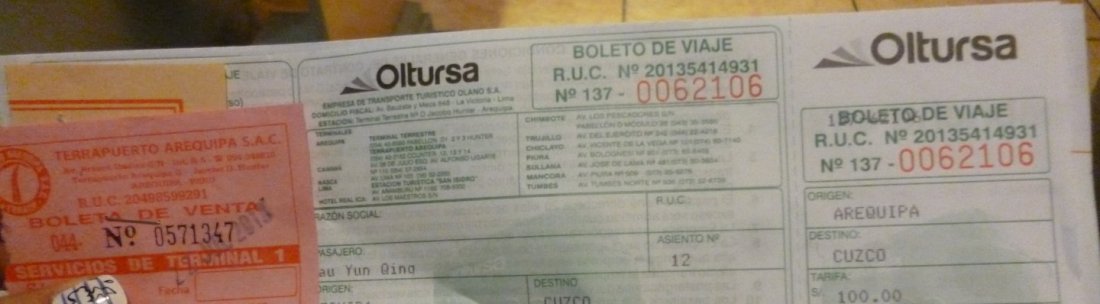 Oltursa bus ticket