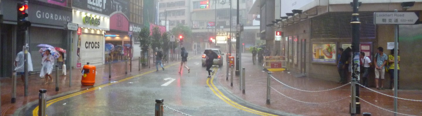 Dreadful typhoon day in Hong Kong