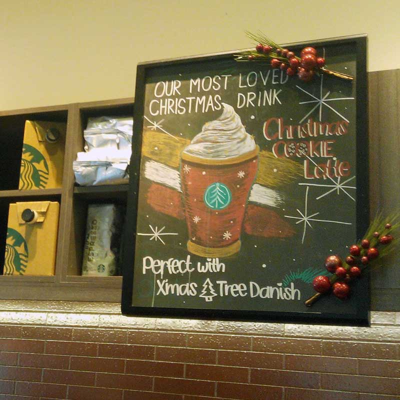 Starbucks Christmas Cookie Latte signboard