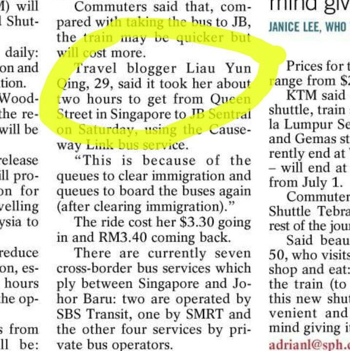 Liau Yun Qing in the news as travel blogger